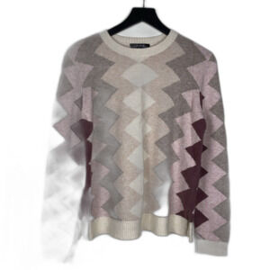 Charlie B Zig Zag Diamonds Sweater Powder Size M
